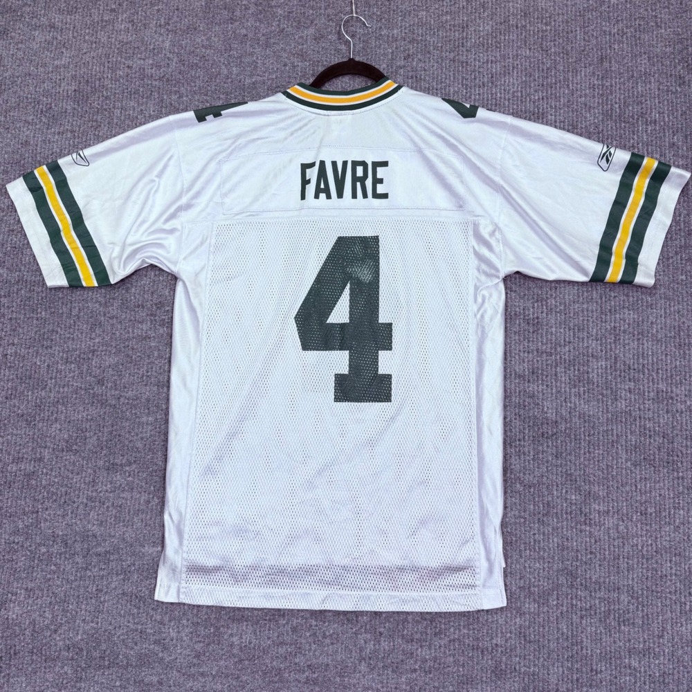 Reebok NFL Green Bay Packers Brett Favre 4 Jersey White Mens Medium